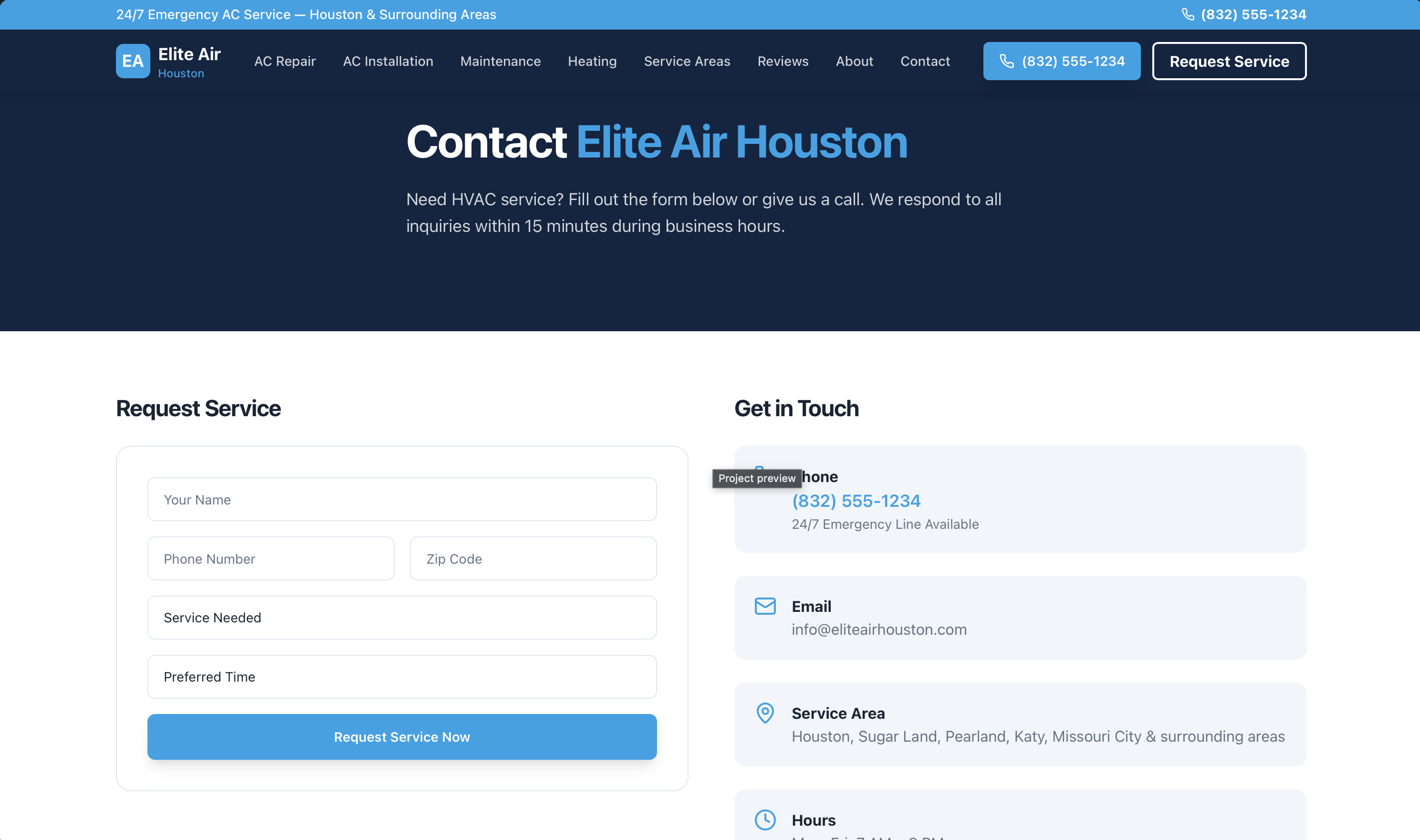 HVAC website design — Houston